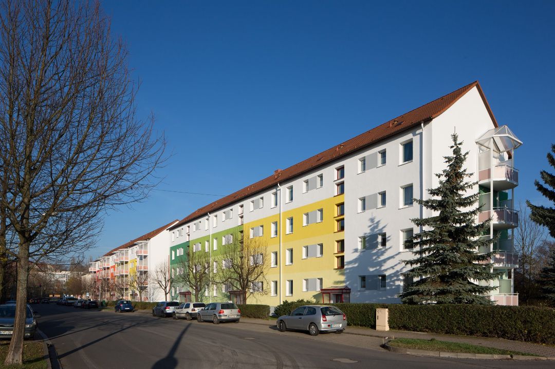 Farbkonzept Mehrfamilienhaus Block Plattenbau 08 MP WBS 70 WBG Südharz Nordhausen, Architekt Michael Flagmeyer