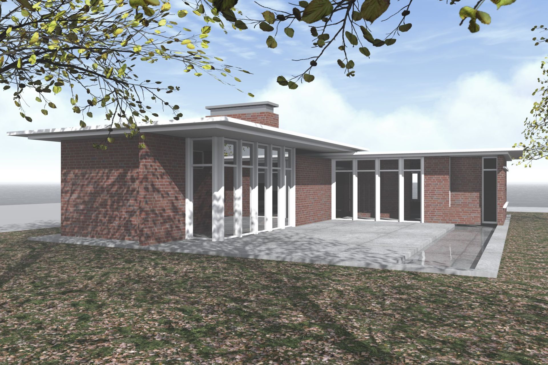 Neubau modernes, barrierefreies Einfamilienhaus auf einer Ebene mit Klinkerfassade in Nordhausen, Architekt Michael Flagmeyer